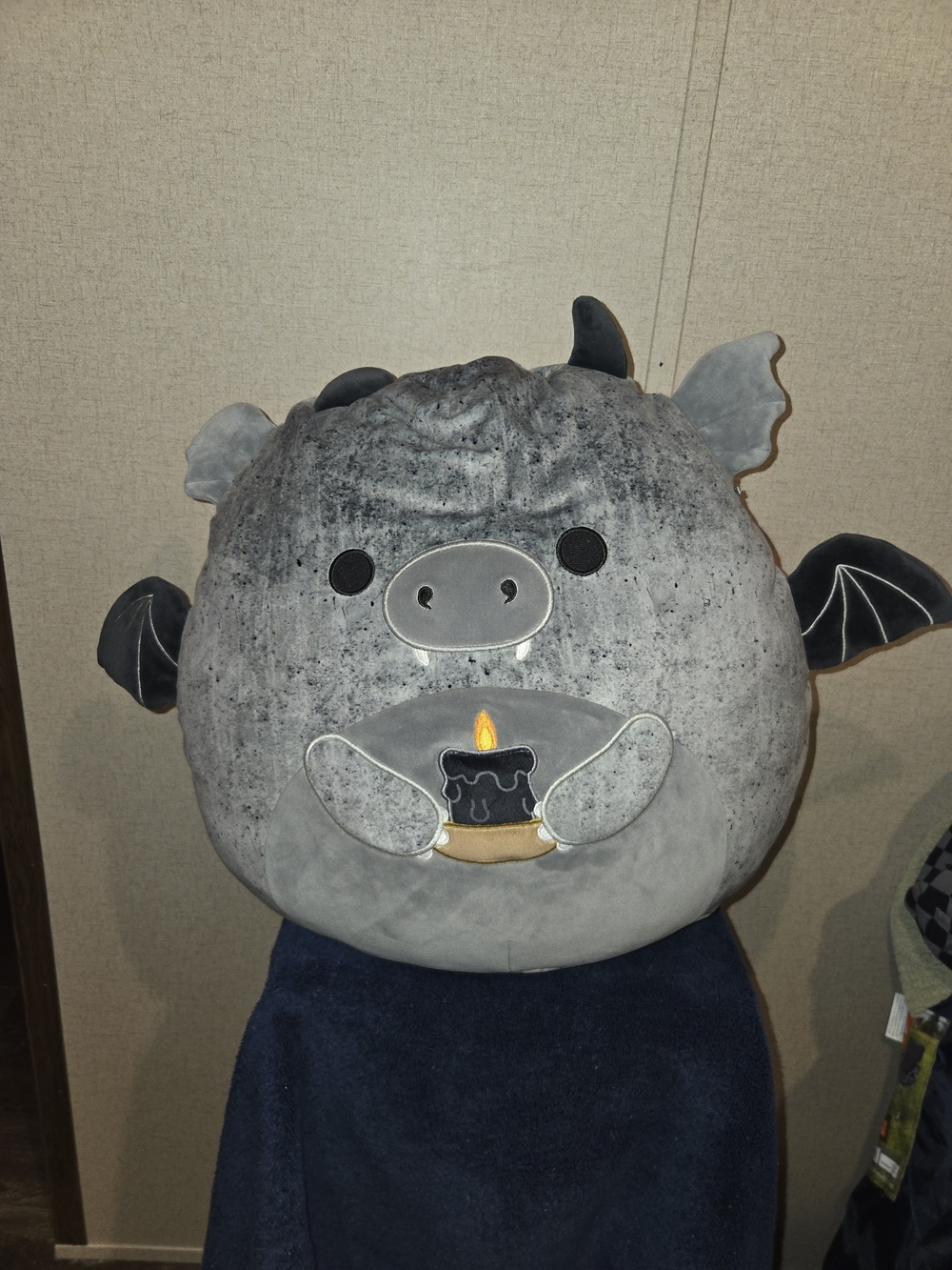 Plush Bat Dragon Pillow - Gray Cozy Home Accent Squishmallow